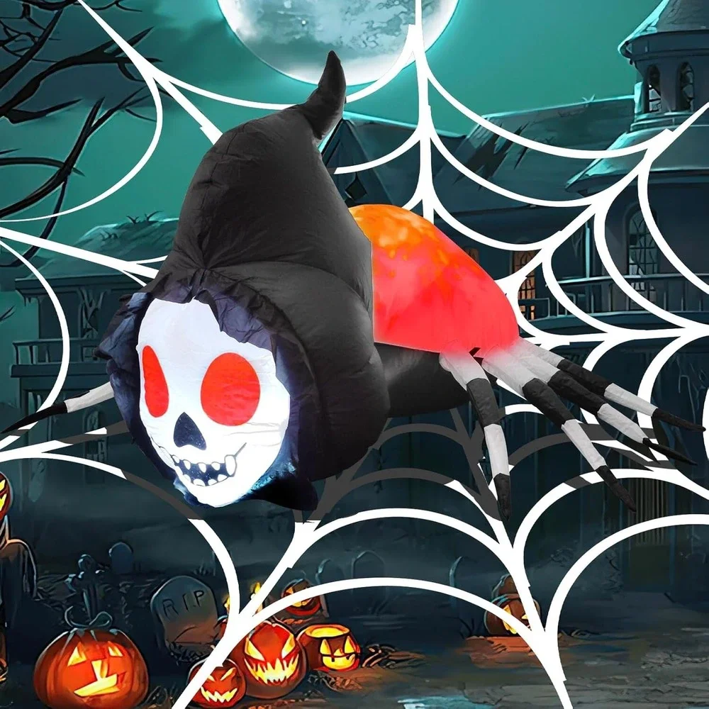 Gardwin 6ft Skull Spider Inflatable Halloween Decoration Yard Prop LED Light NEW